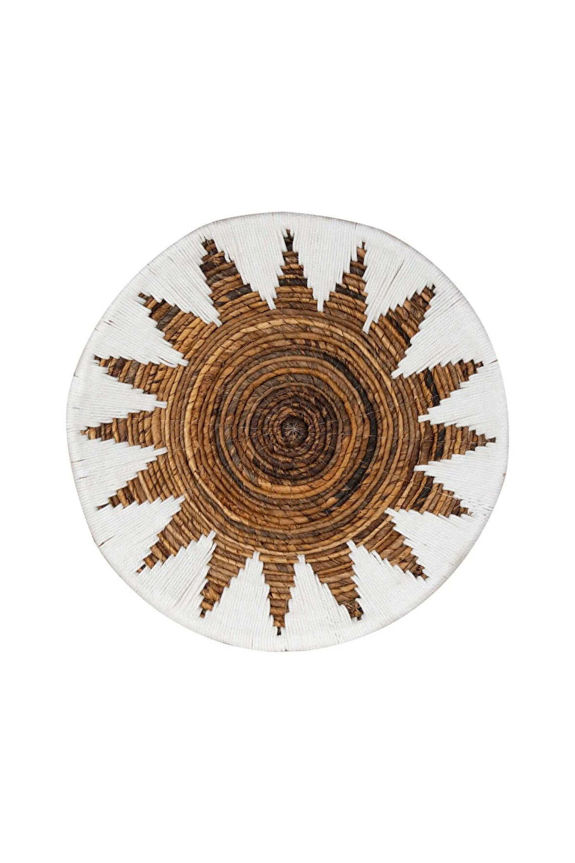 Bohem Hasır Yuvarlak Duvar Dekoru Bambu ve Makrome İle Yapılan Duvar Süsü 50 cm x 50 cm