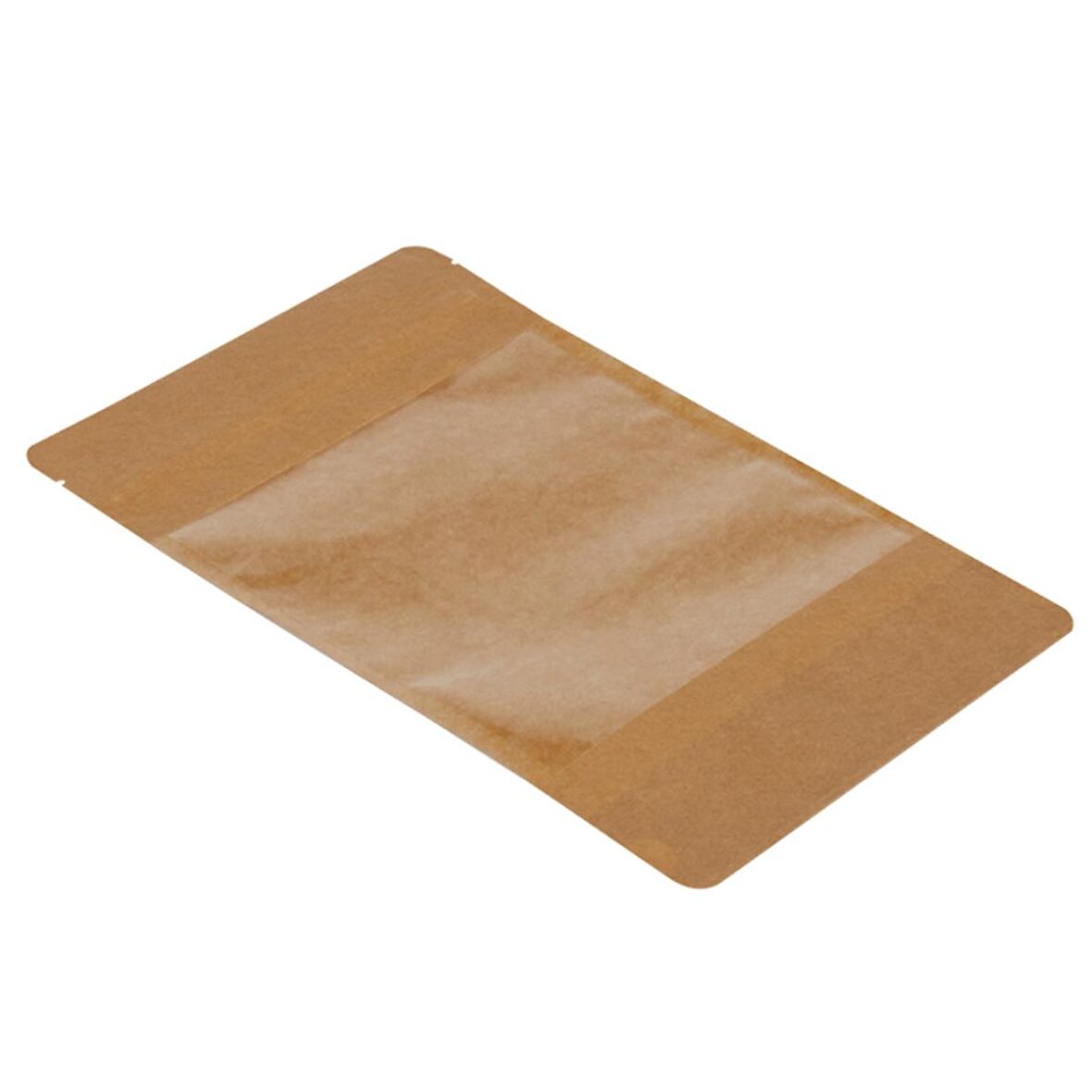 16 Cm X 27 Cm 4 Cm -500 Adet Kraft Geniş Pencereli Doypack