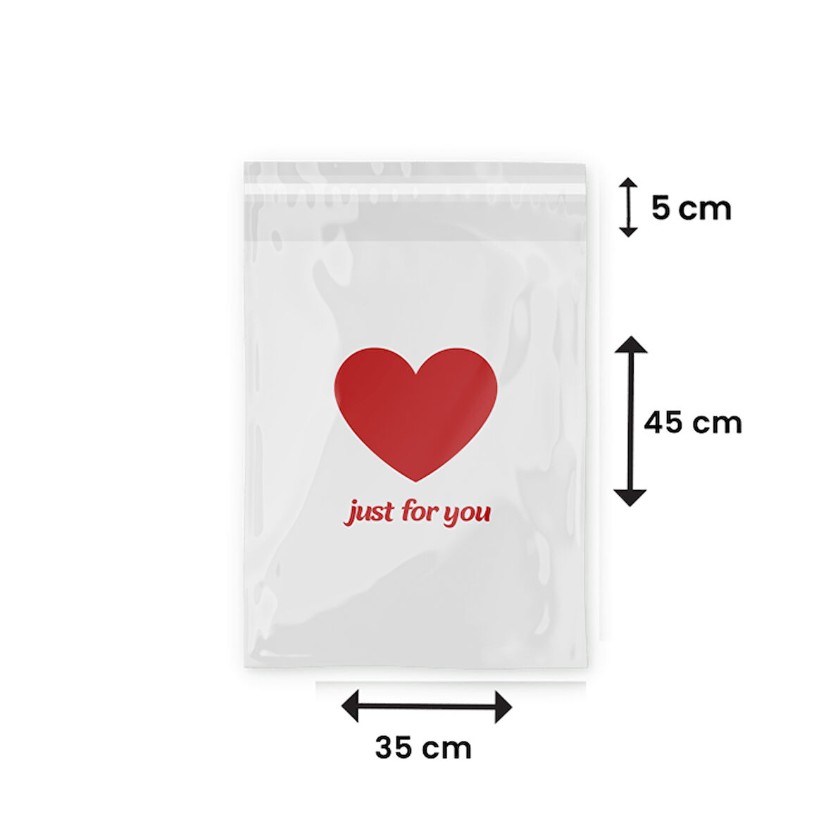 Just For You Baskılı - Beyaz Cepsiz Kargo Poşeti 35x45x5 - 100 Adet