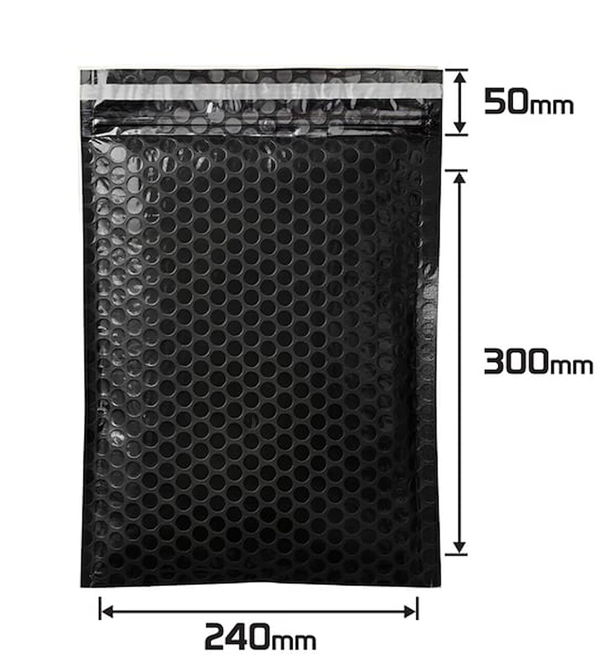 Balonlu Siyah Bantlı Kargo Poşeti 24x30+5 (120gr) - 50 Adet