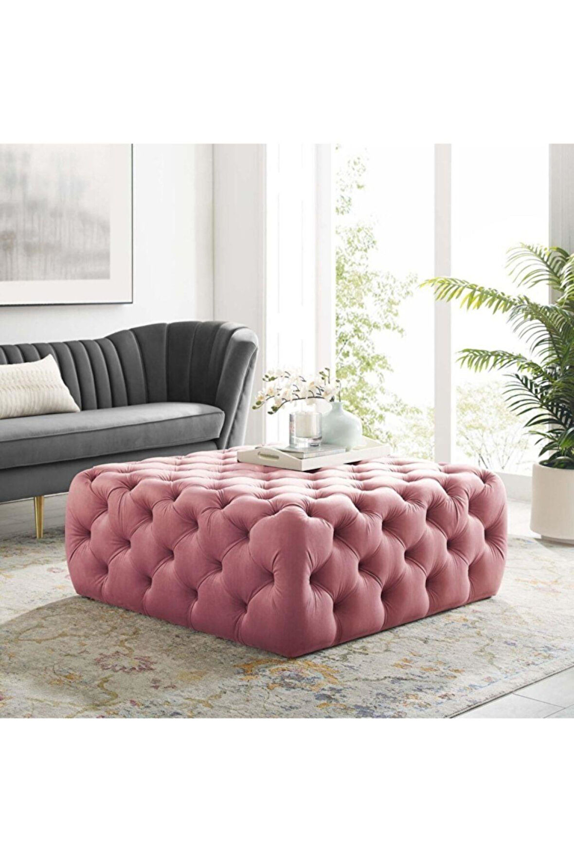 Kapitoneli Kare Puf/bench/orta Sehpa 80*80 Cm Yükseklik 40 Cm