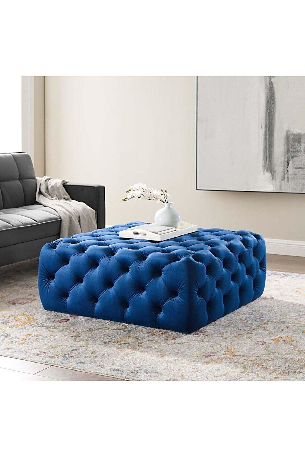 Kapitoneli Kare Puf/bench/orta Sehpa 100*100 Cm Yükseklik 40 Cm