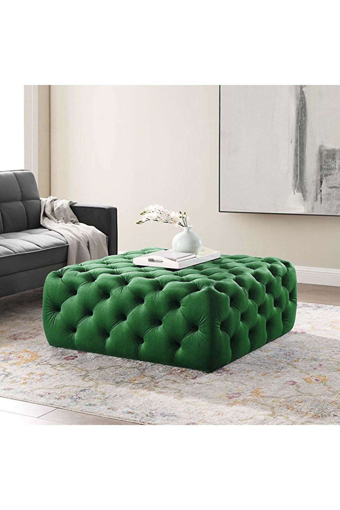 Kapitoneli Kare Puf/bench/orta Sehpa 60*60 Cm Yükseklik 40 Cm