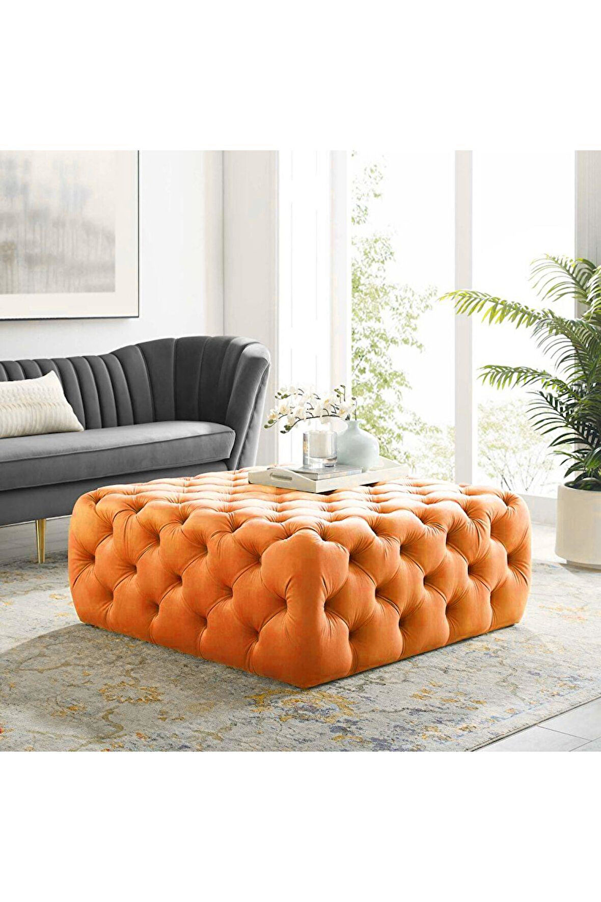 Kapitoneli Kare Puf/bench/orta Sehpa 60*60 Cm Yükseklik 40 Cm