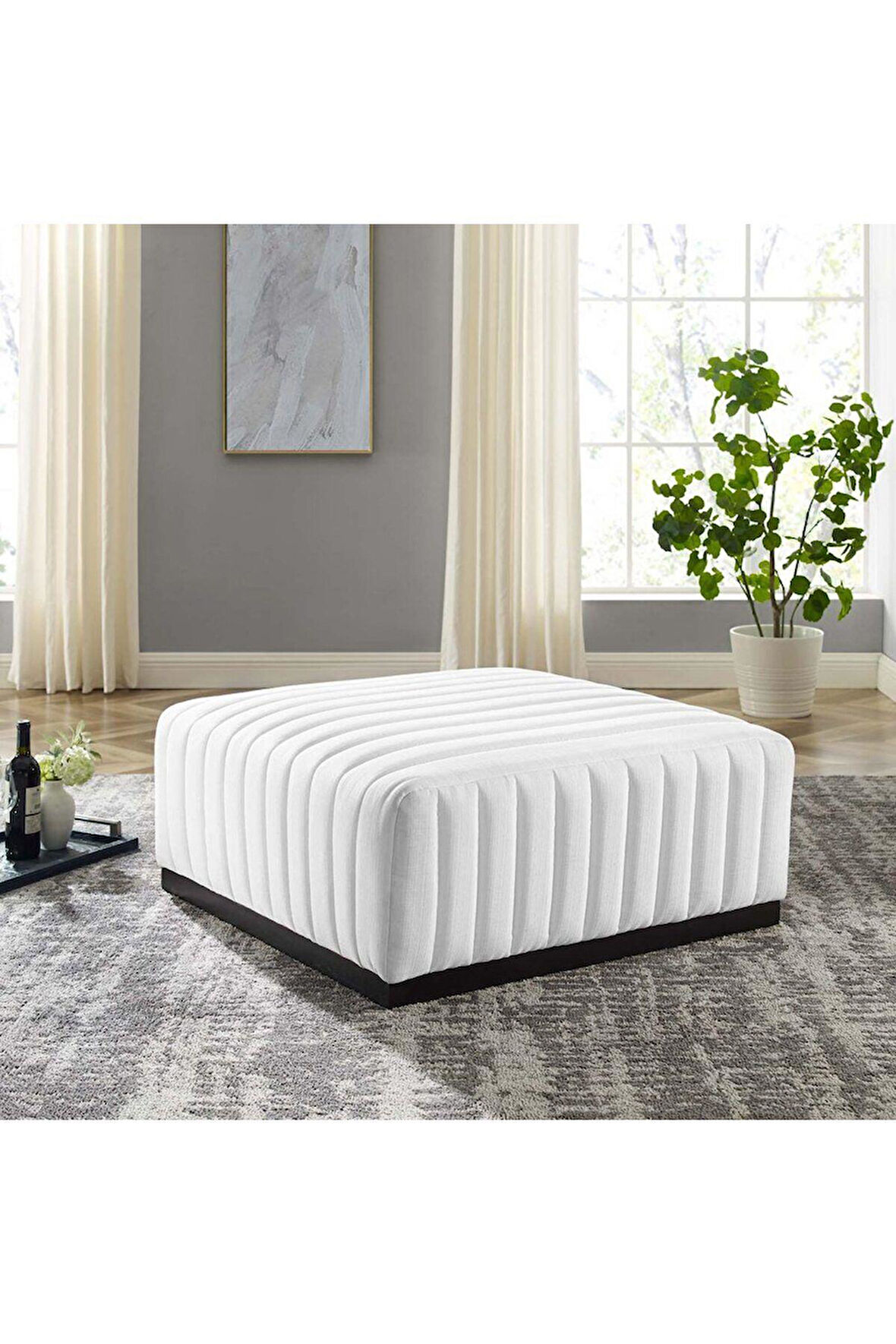 Çizgi Dikiş Detaylı Puf/Orta Sehpa 80*80 cm