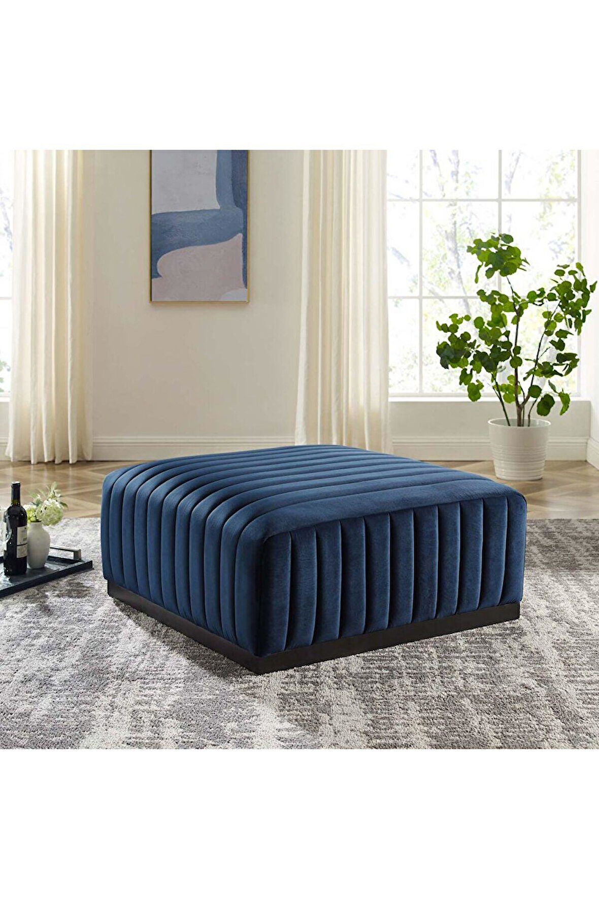 Çizgi Dikiş Detaylı Puf/Orta Sehpa 80*80 cm