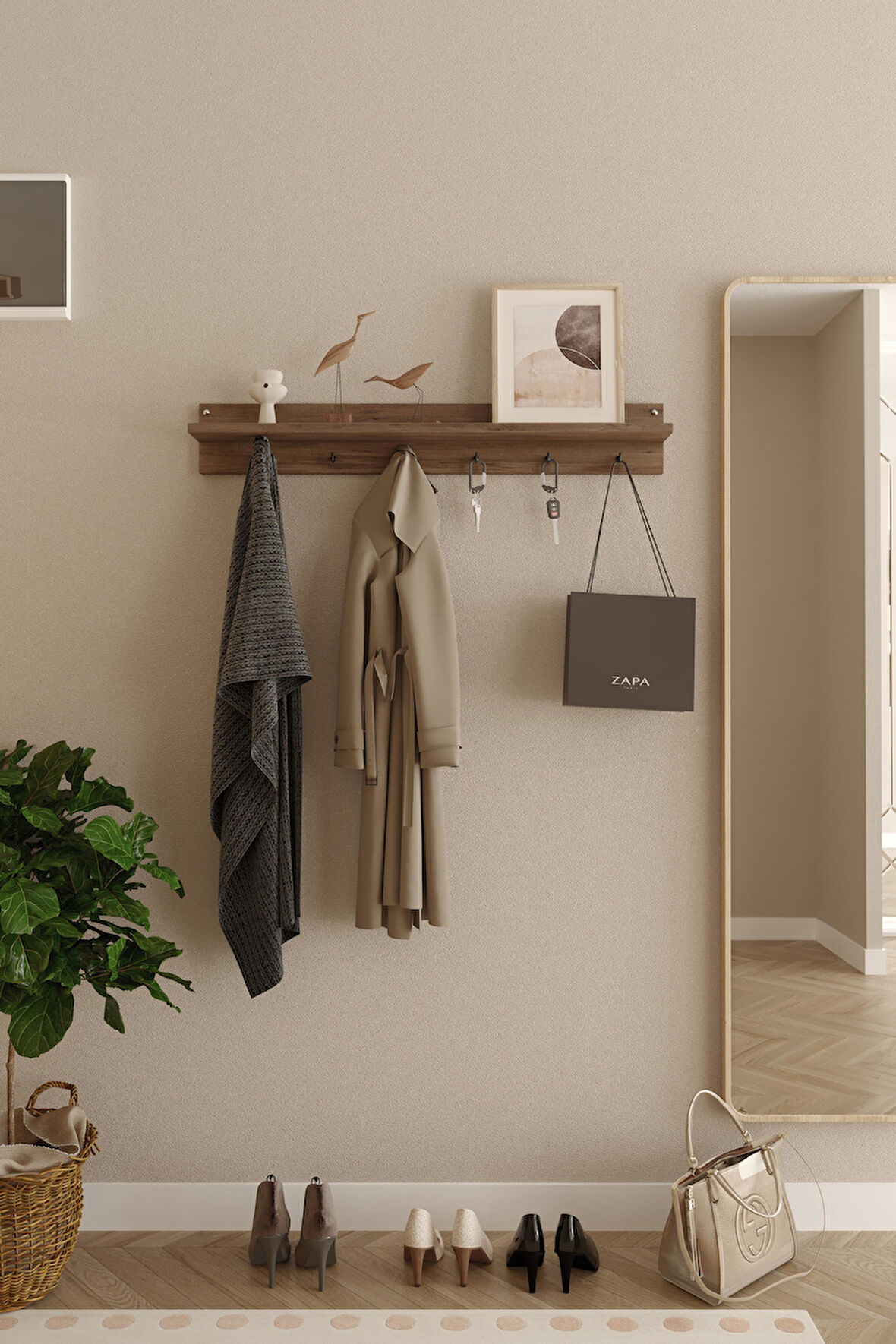 Modern Duvar Askılık, Hol Askılık, Duvar Askılık, Portmanto, Vestiyer 100cm