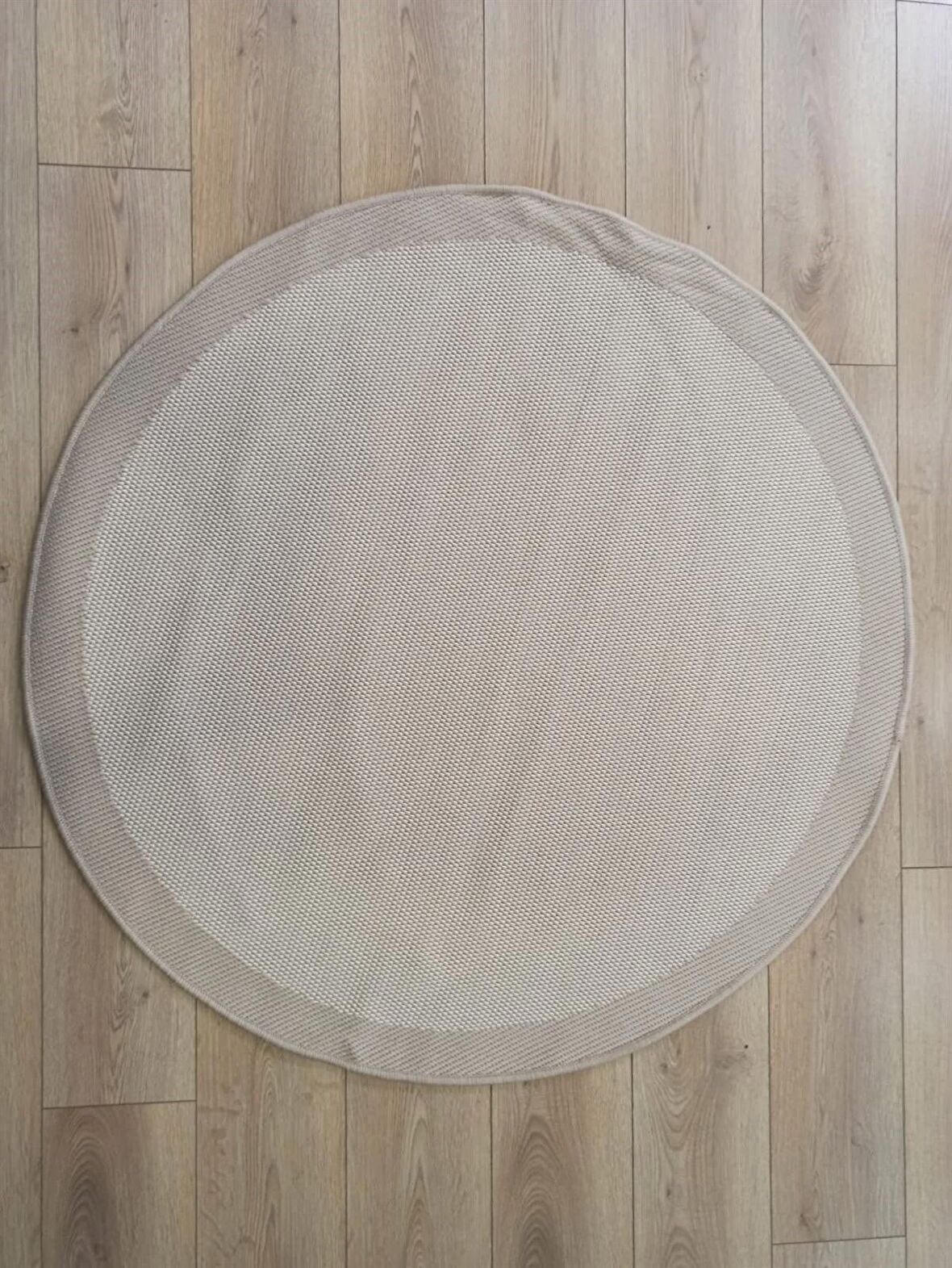 Çam Halı Sisal 9327 Bej / Krem Bordürlü Daire Jüt Sisal Kilim