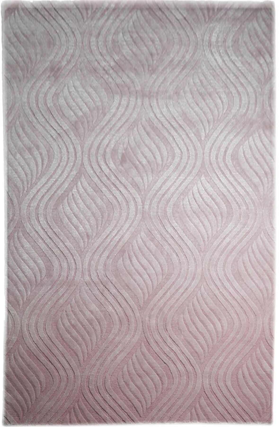 Çam Halı Emboss JR10 Pink Modern Desen Yeni Zellanda Yünü ve Viskon El Dokuması Halı