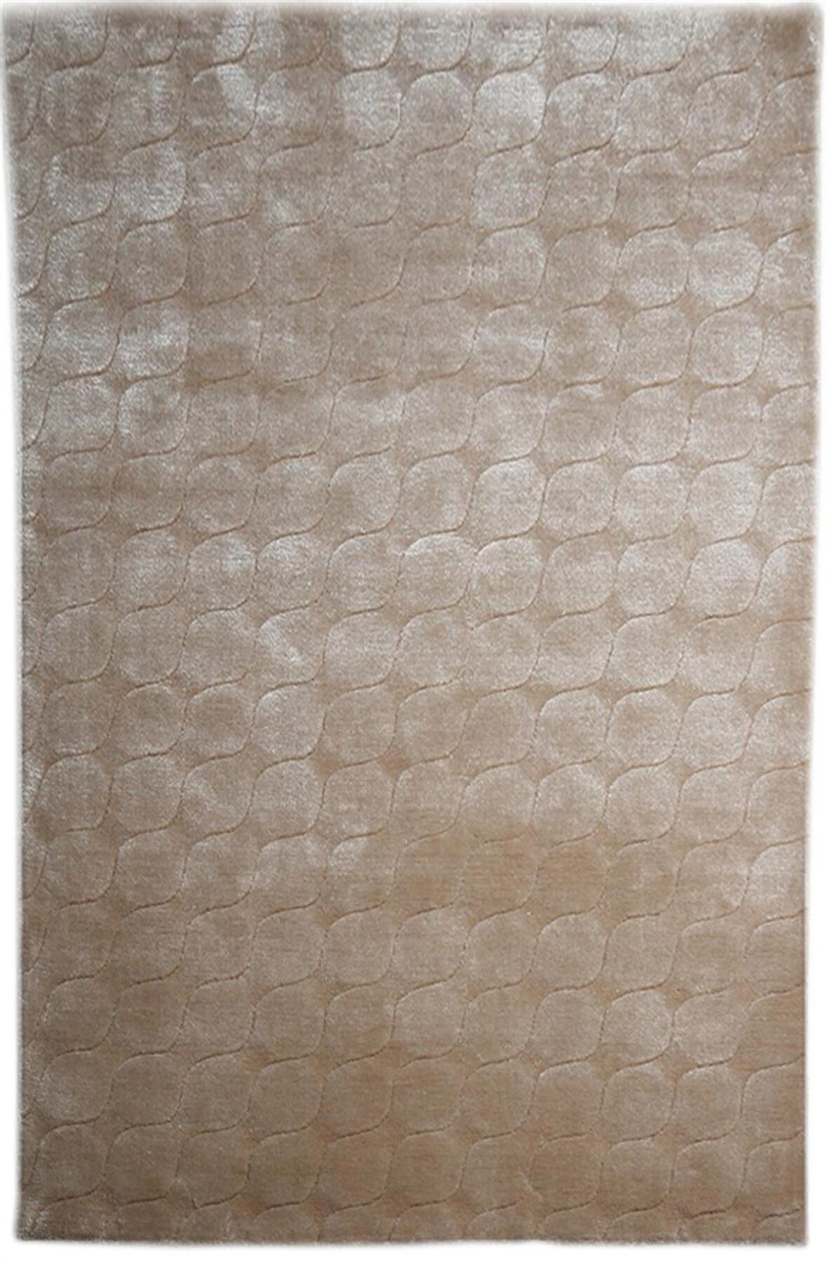 Çam Halı Emboss JR 67 Beige Modern Desen Yeni Zellanda Yünü ve Viskon El Dokuması Halı
