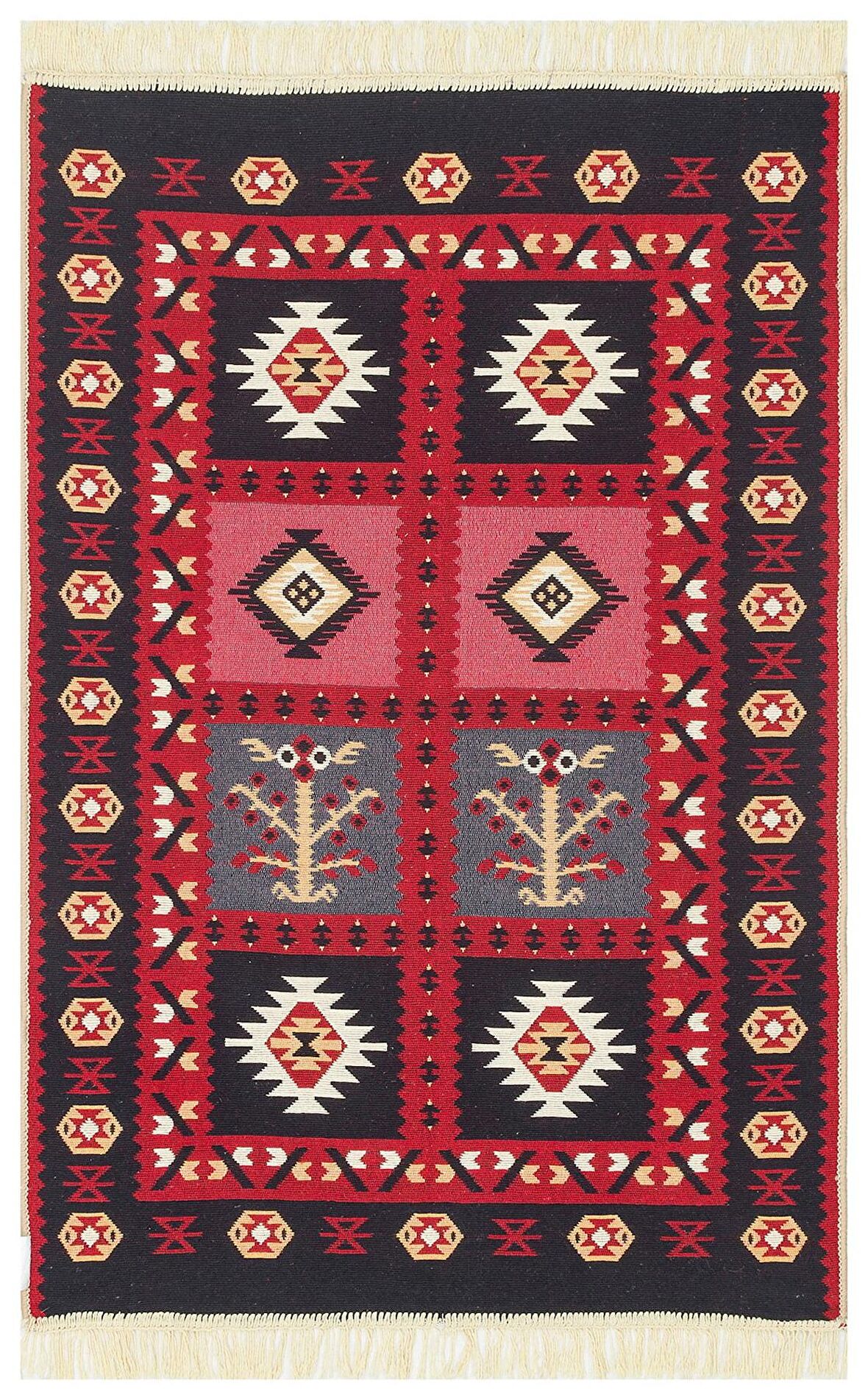 Eko Halı Arya Ar 28 Red Yıkanabilir Çift Taraflı Modern Desenli Dokuma Kilim