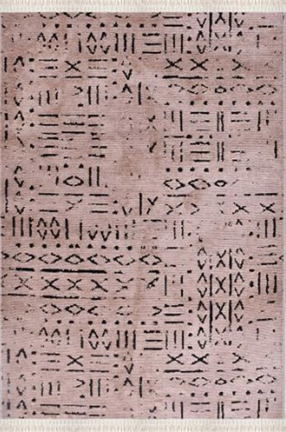 Çam Halı Crea Decolux Vena 8011 Bej Özel Kaymaz Tabanlı Pamuk Dokuma Kilim