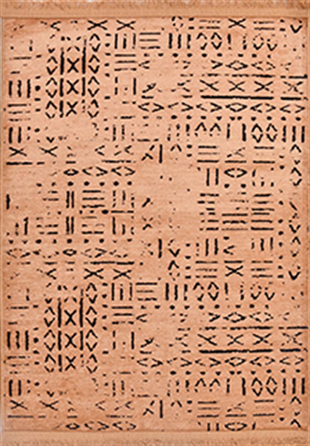 Çam Halı Crea Decolux Vena 8013 Hardal Özel Kaymaz Tabanlı Pamuk Dokuma Kilim