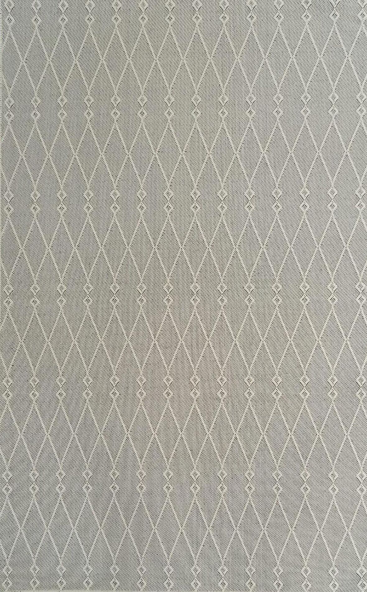 Çam Halı Mono MN 6048 Beyaz İskandinav Desenli Örgü Dokuma Kilim