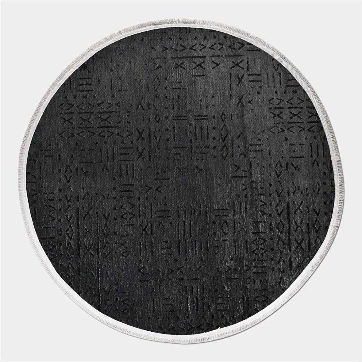 Çam Halı Crea Decolux Vena 8016 Antrasit Daire Özel Kaymaz Tabanlı Pamuk Dokuma Kilim