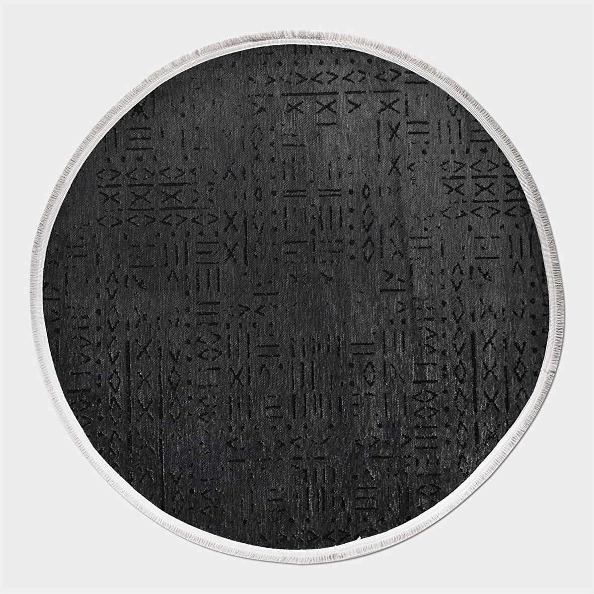 Çam Halı Crea Decolux Vena 8016 Antrasit Daire Özel Kaymaz Tabanlı Pamuk Dokuma Kilim