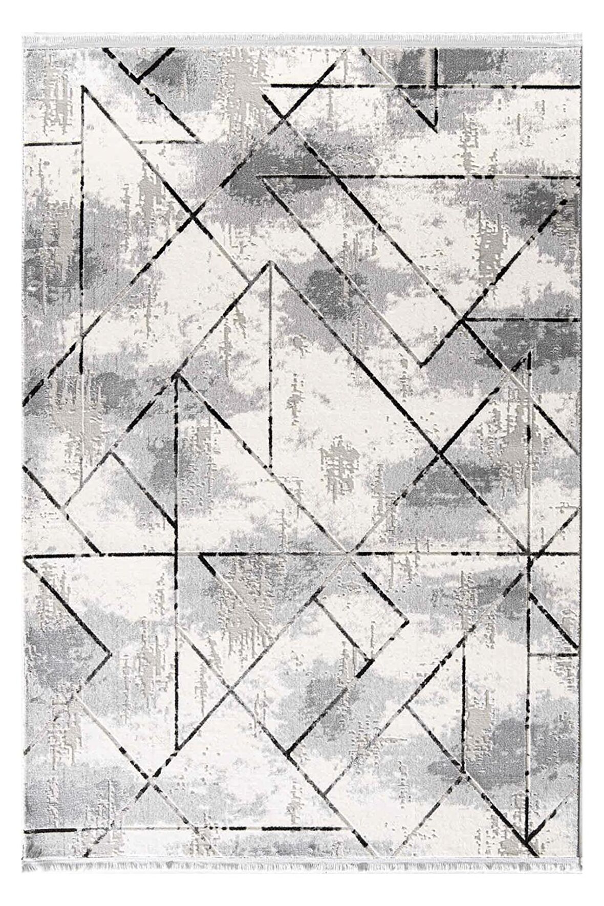 Çam Halı Lizbon 4511 Gri Enti Halı Modern Eskitme Desenli Makine Halısı