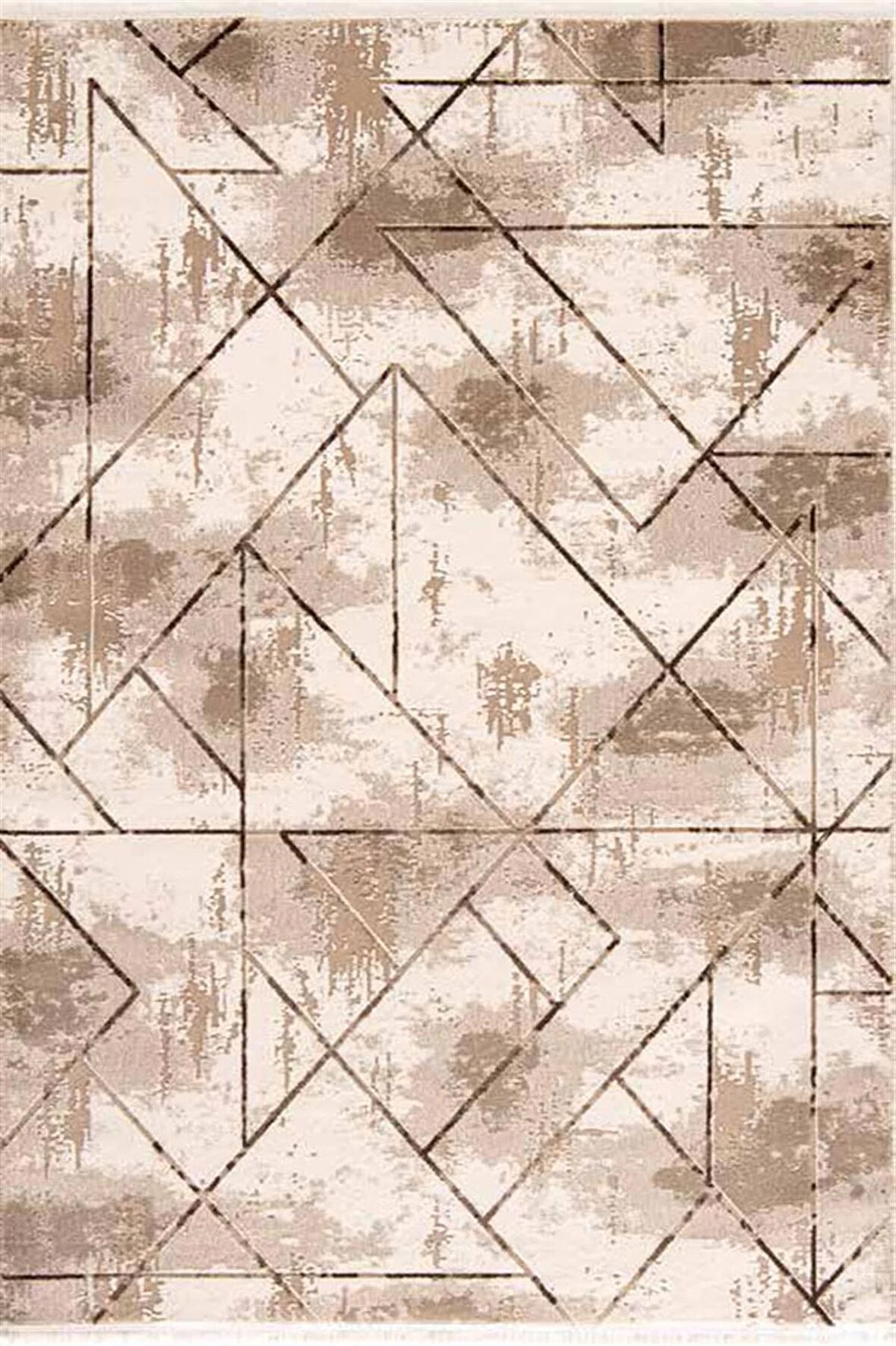 Çam Halı Lizbon 4506 Vizon Enti Halı Modern Eskitme Desenli Makine Halısı