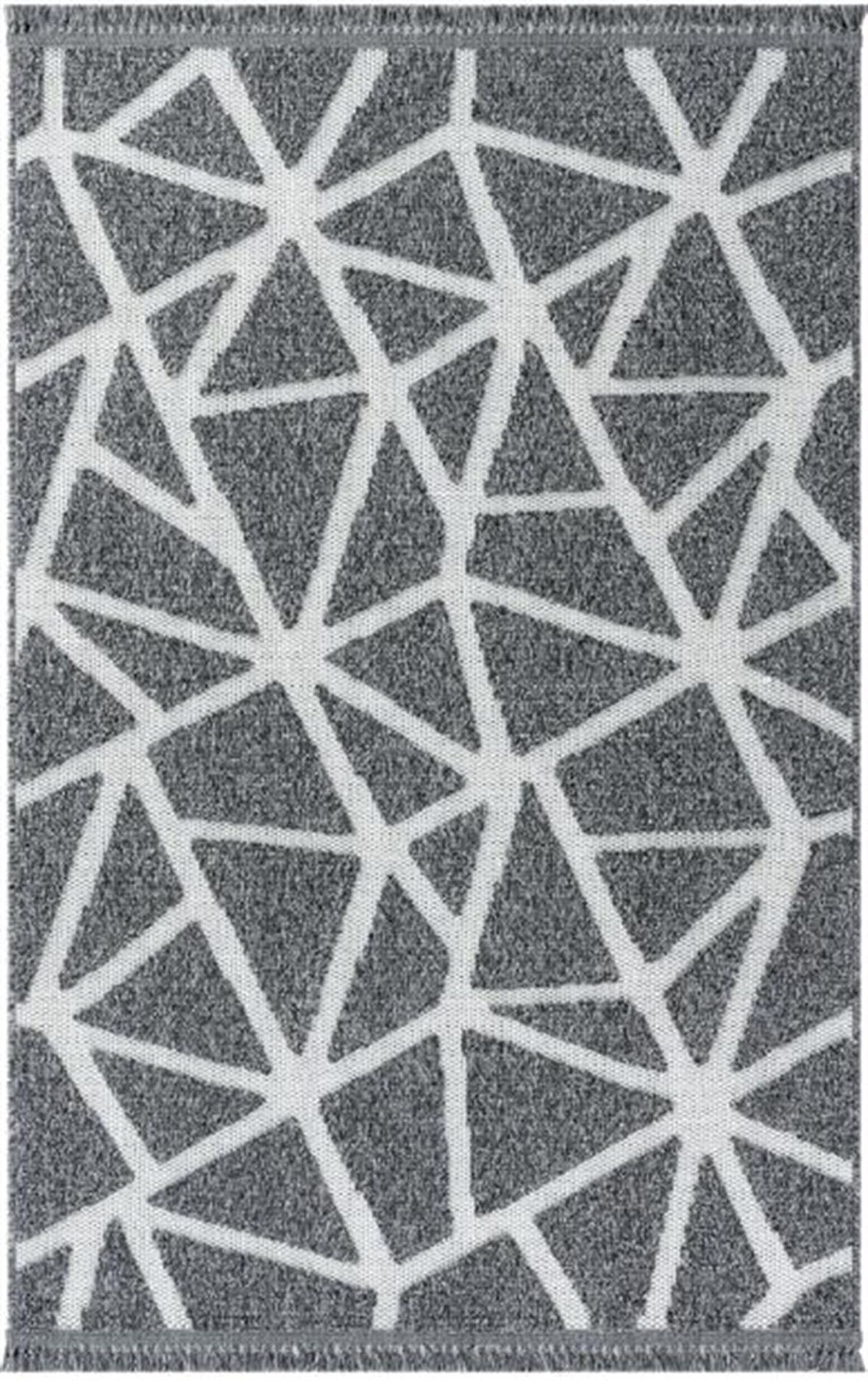 Çam Halı  Enti Halı Togo 7504 Antrasit Geometrik Desenli Makine Halısı