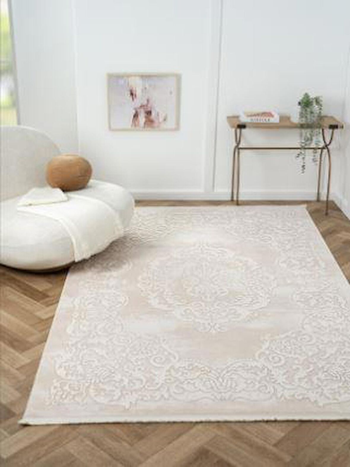 Çam Halı Otto OT004A Bej Eskitme Desen Salon Halısı