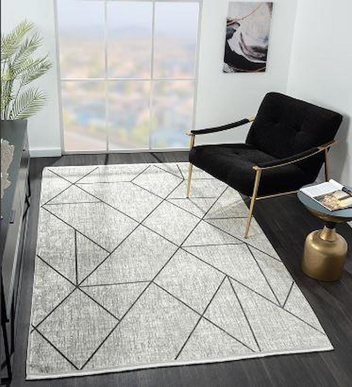 Çam Halı Nordic NX0011A Gri Modern Desen Salon Halısı