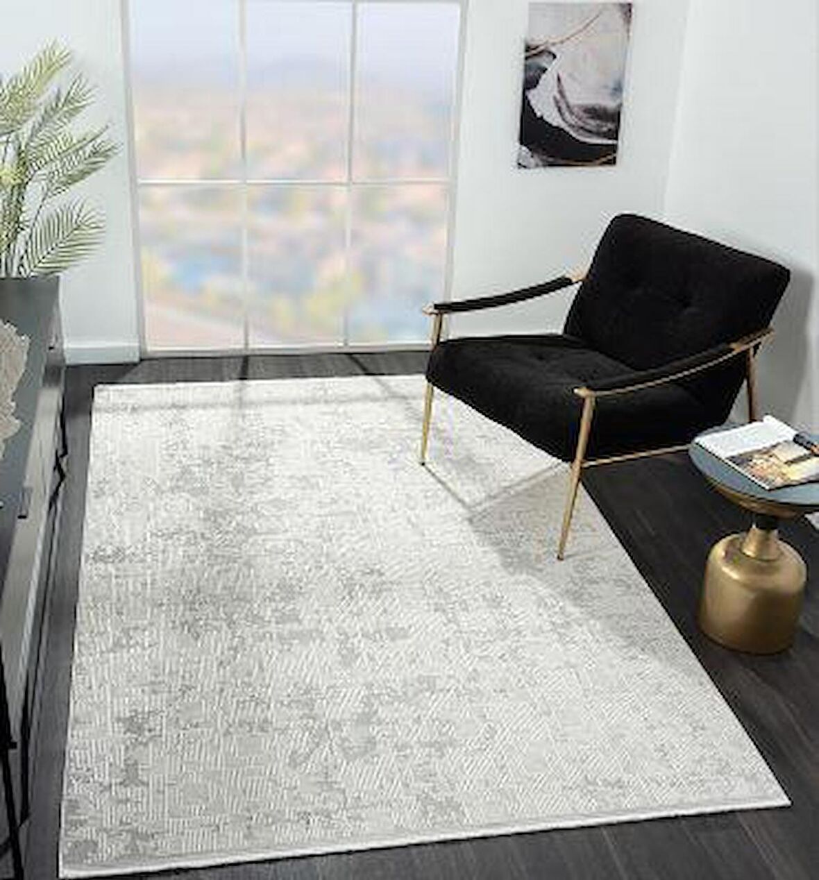 Çam Halı Nordic NX0012A Beyaz Modern Desen Salon Halısı