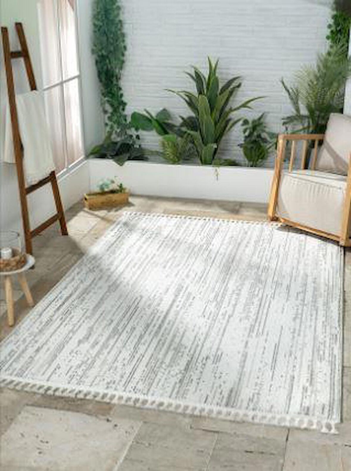 Çam Halı Solo EF001A Krem Gri İskandinav Tarzı Modern Desen Halı