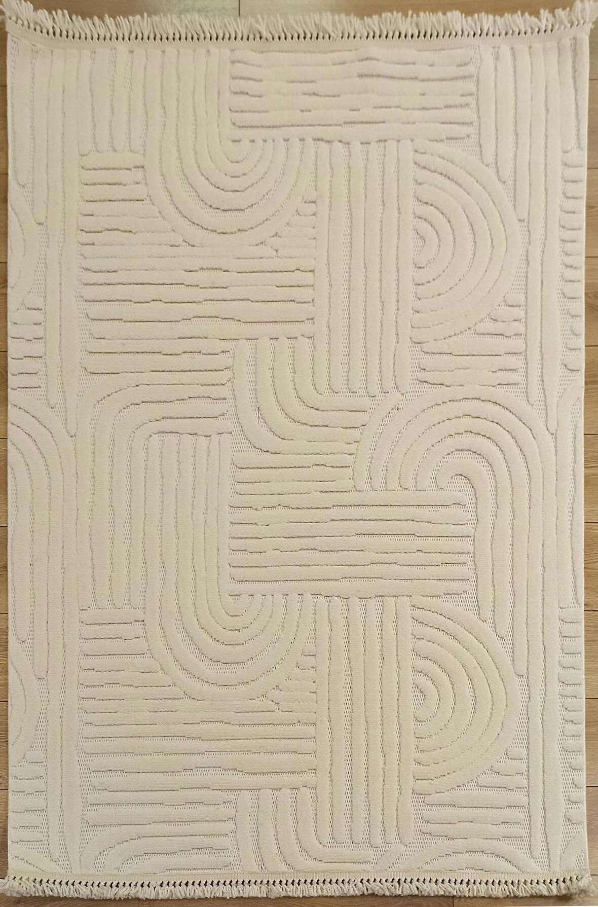 Çam Halı Talya TY07 Beyaz Koridor Halısı Kesme Yolluk Mutfak Halısı Modern Salon Halısı