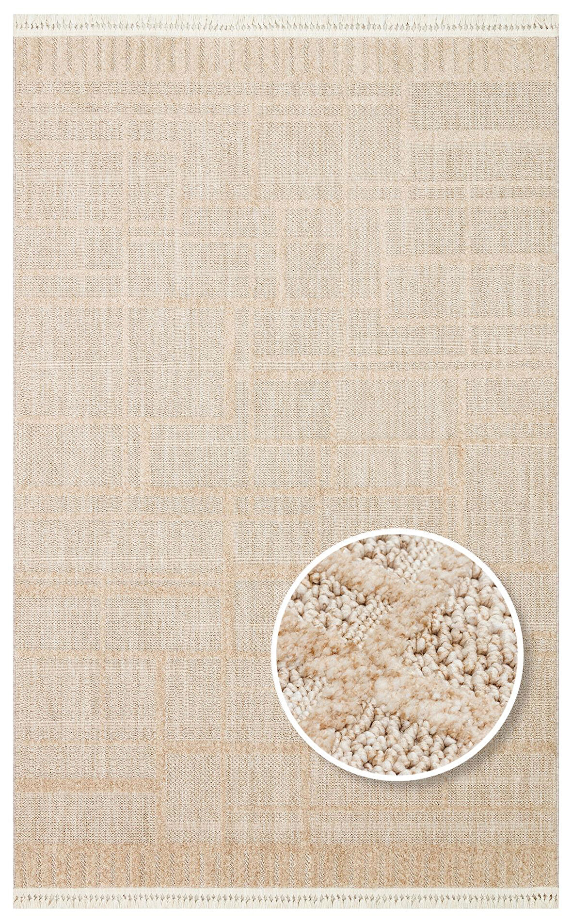 EKO Halı JOY 03 Beige Hav Toz Vermeyen Etnik Desenli Halı