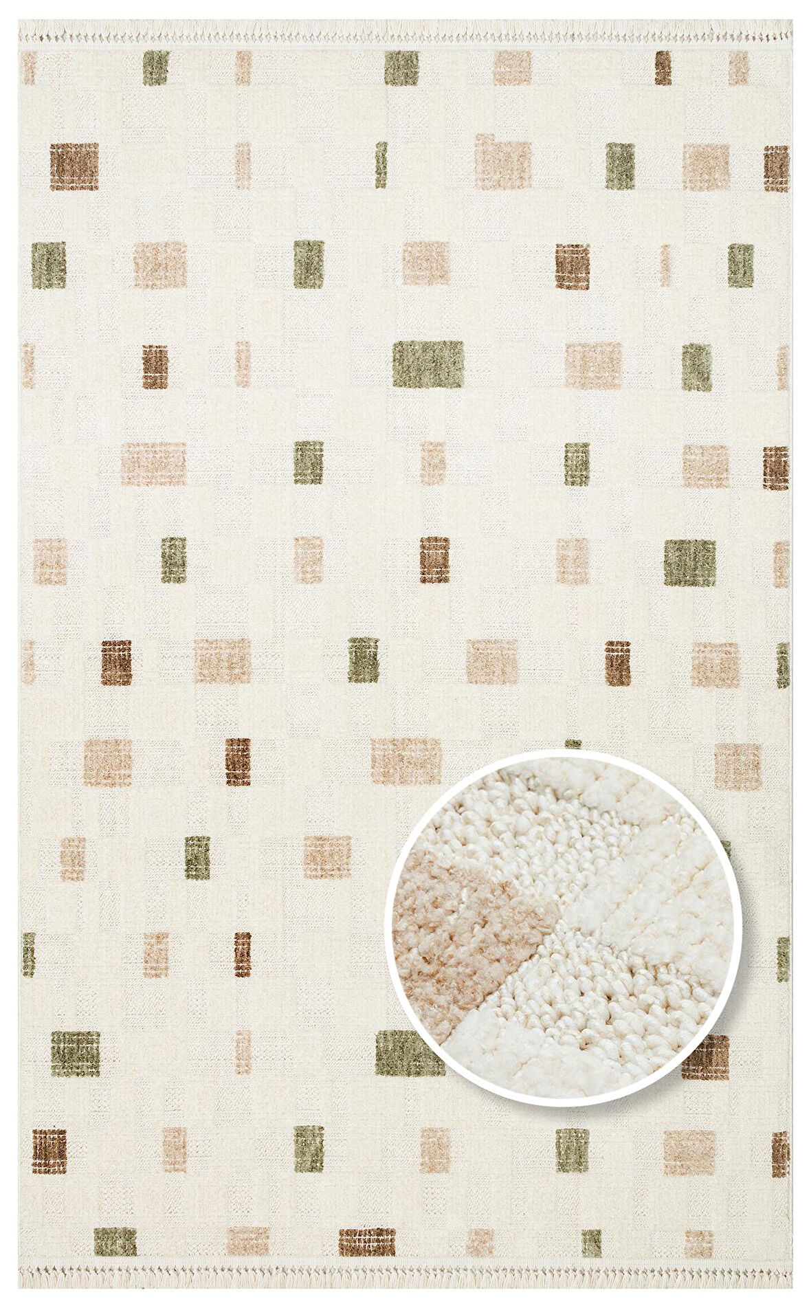 EKO Halı JOY 02 Green Beige  Hav Toz Vermeyen Etnik Desenli Halı