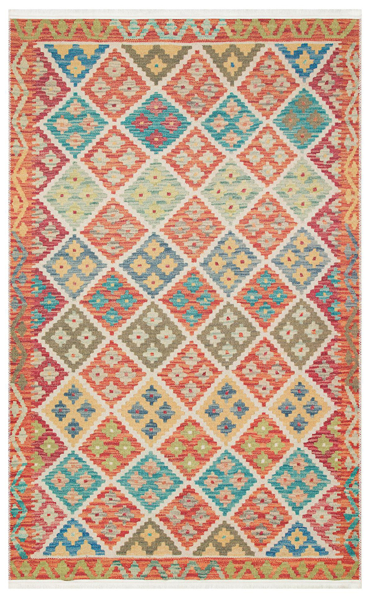 EKO Halı ELİSTA ELS 104 CREAM MULTY Özel Kaymaz Tabanlı Yıkanabilir Pamuk Tabanlı Baskı Halı