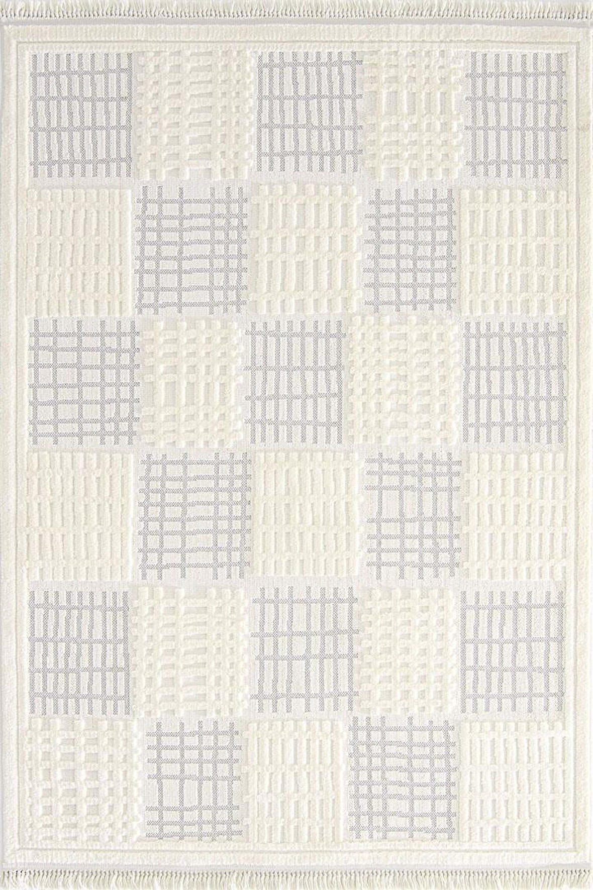 ÇAM HALI ALAÇATI 7807 KREM İskandinav Desenli Koridor Halısı Kesme Yolluk Mutfak Halısı Modern Salon Halısı