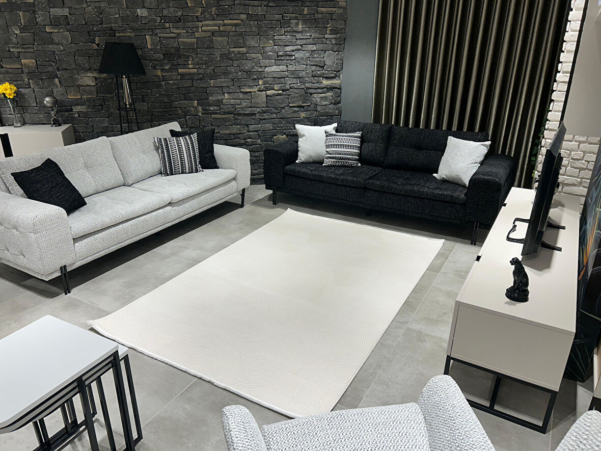 Çam Halı Therapy 8612 Krem Koridor Halısı Kesme Yolluk Mutfak Halısı Modern Halı