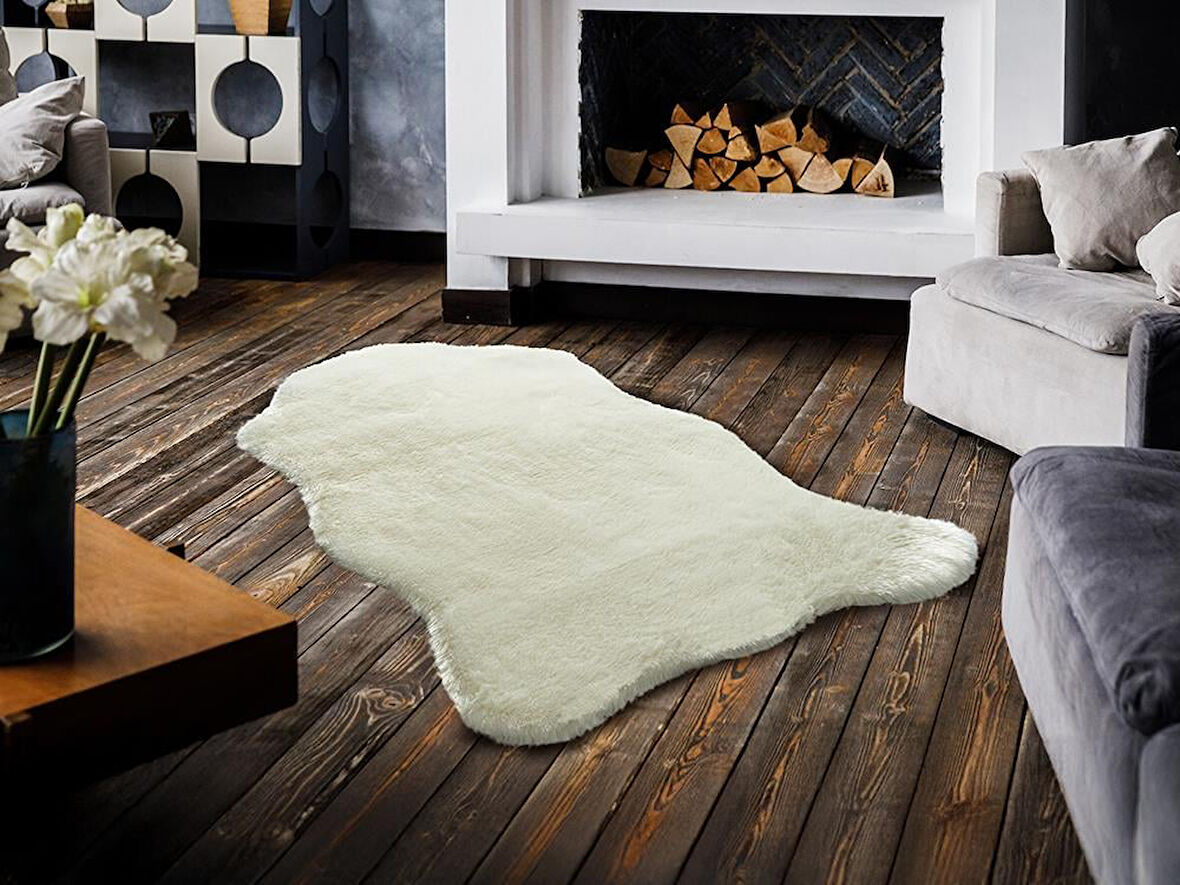 ÇAM Halı ROBY RB003A Siyah Beyaz Yumuşak Tuşeli Peluş Halı