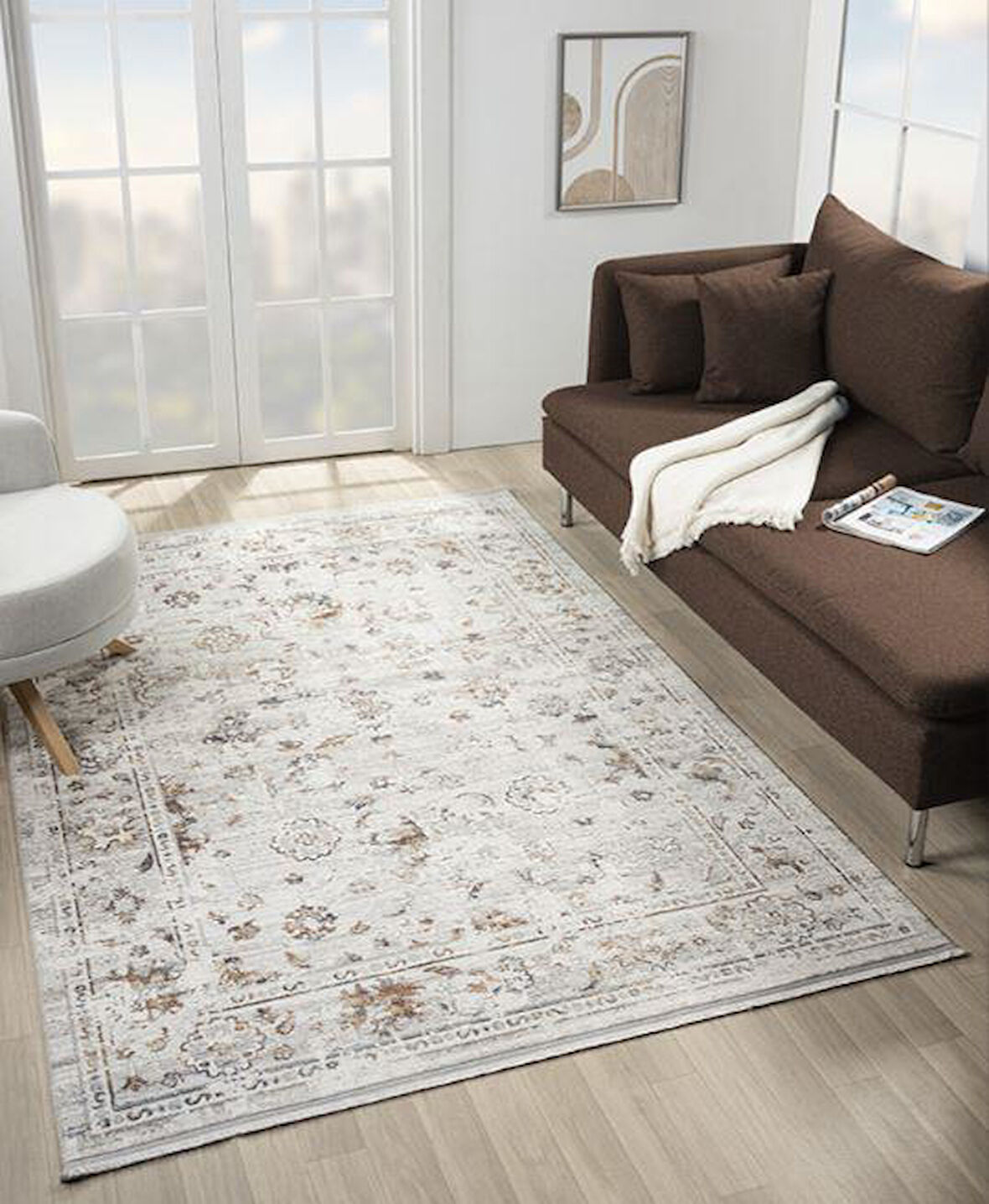 ÇAM Halı ARVEL AR001A Beyaz Multi Koridor Halısı Mutfak Halısı Salon Halısı