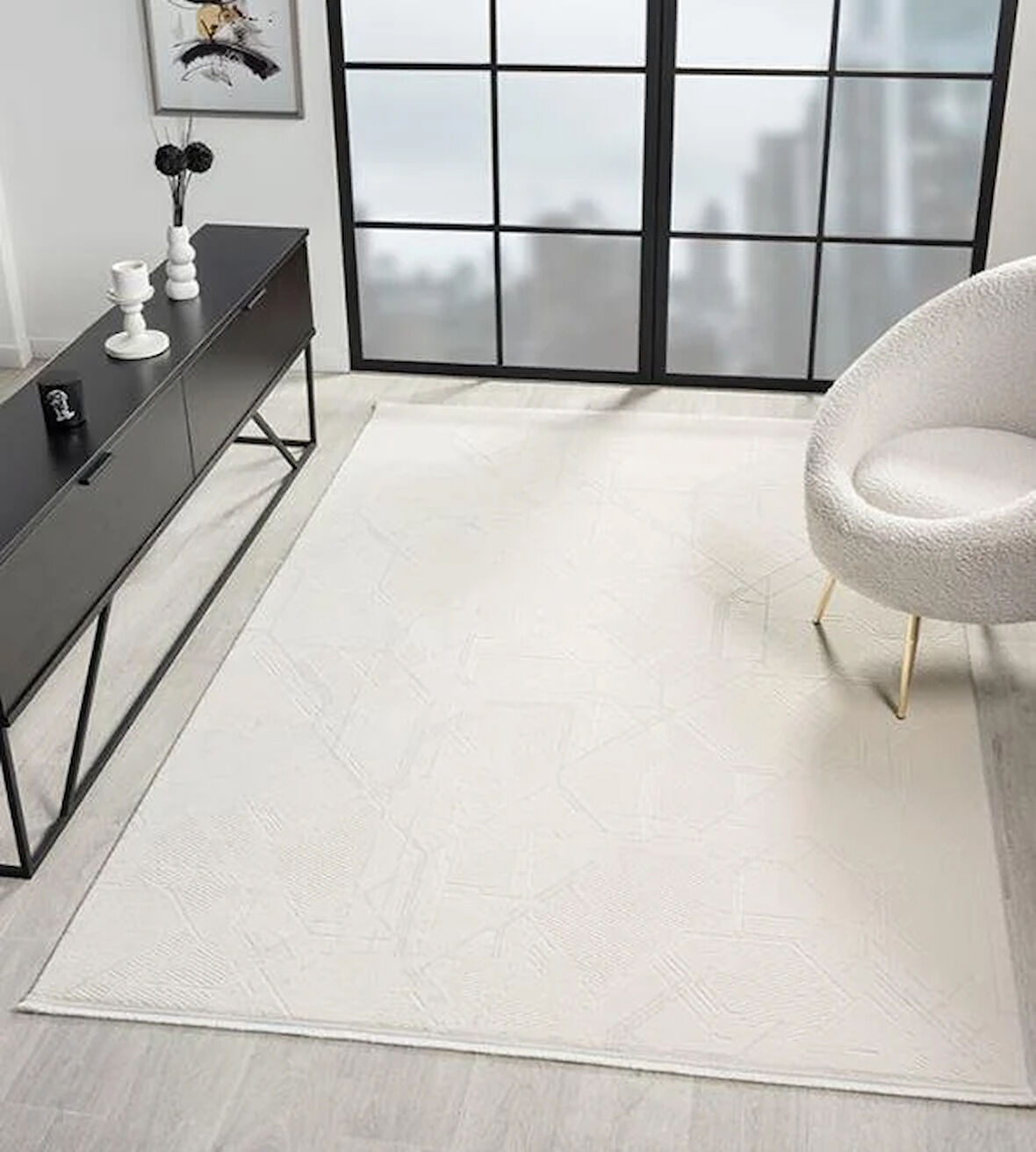 ÇAM Halı ARVEL AR011A Beyaz Koridor Halısı Mutfak Halısı Salon Halısı