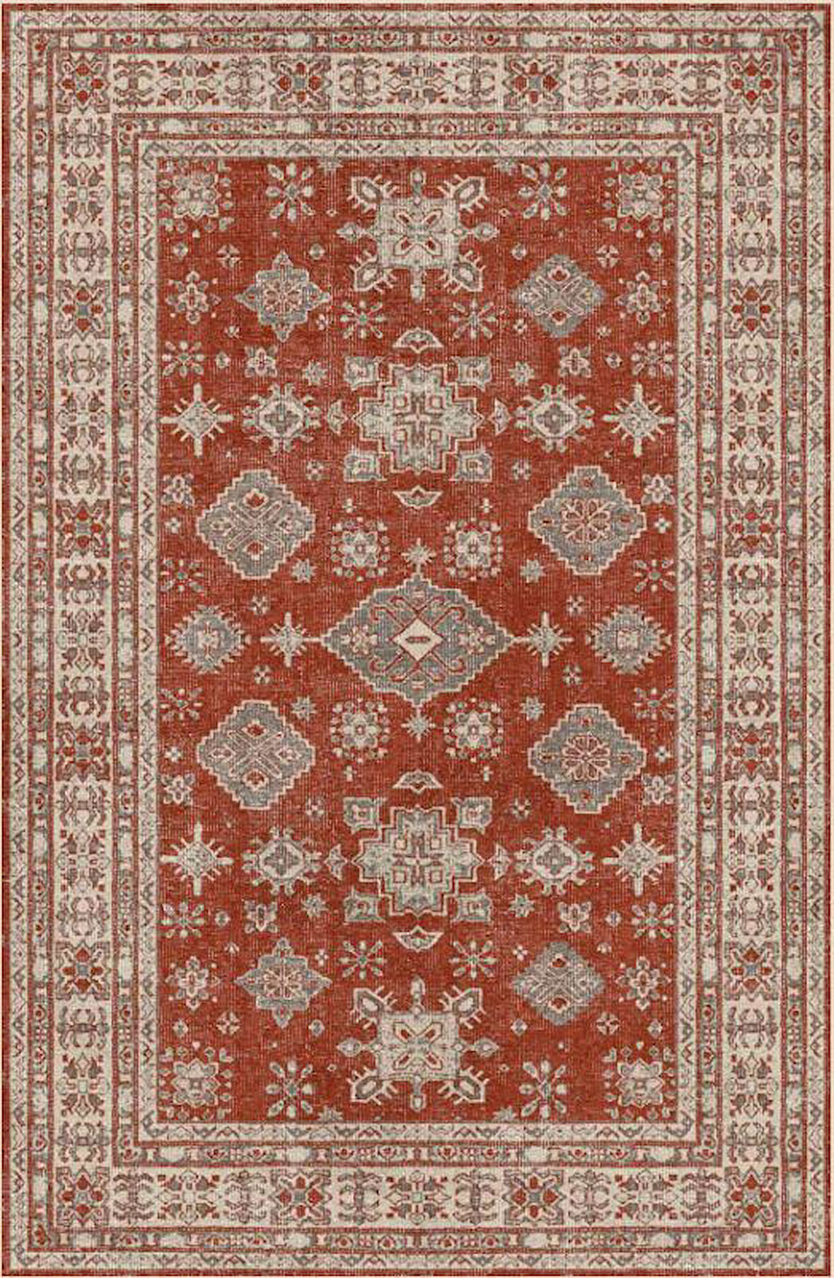 Çam Halı Siesta Vintage 32-542 Etnik Eskitme Desenli Dokuma Tabanlı Yıkanabilir Şönil Salon ve Oda Halısı