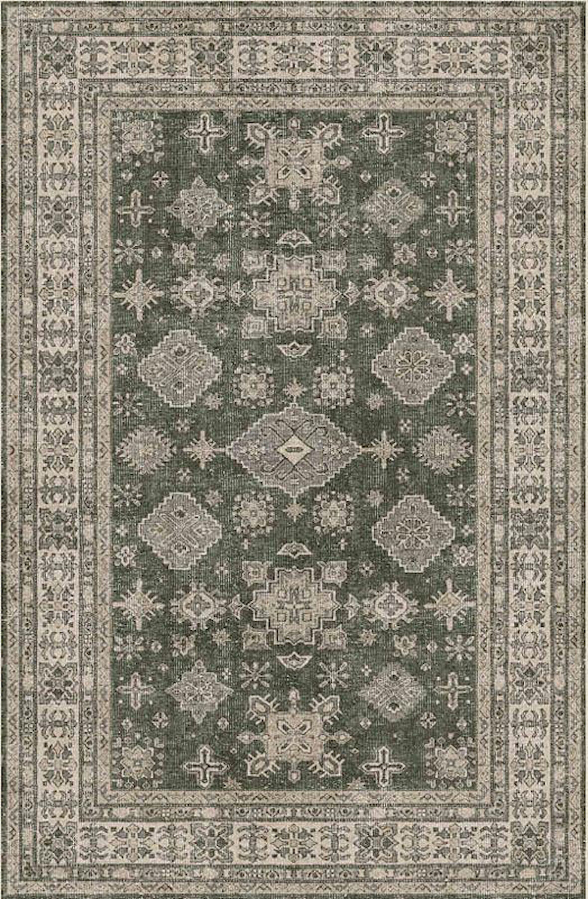 Çam Halı Siesta Vintage 32-543 Etnik Eskitme Desenli Dokuma Tabanlı Yıkanabilir Şönil Salon ve Oda Halısı