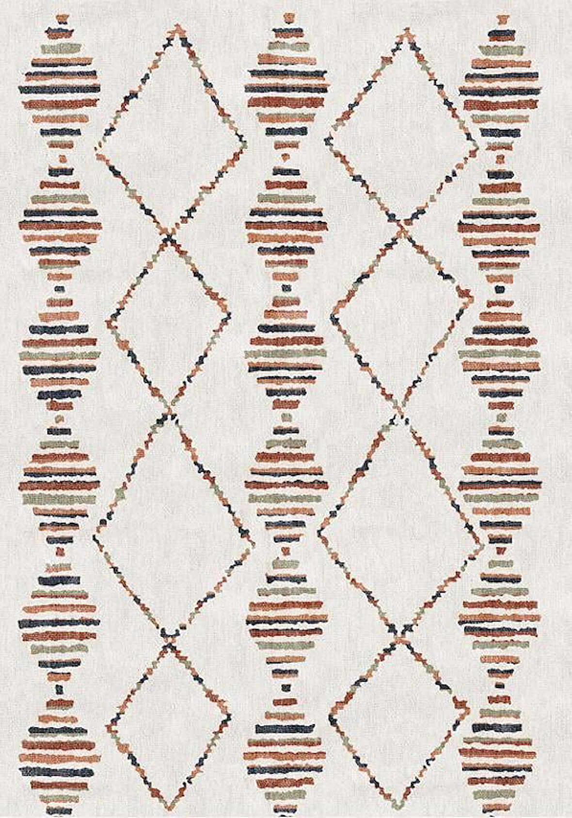 Çam Halı Siesta Etnik 32-568 Etnik Eskitme Desenli Dokuma Tabanlı Yıkanabilir Şönil Salon ve Oda Halısı