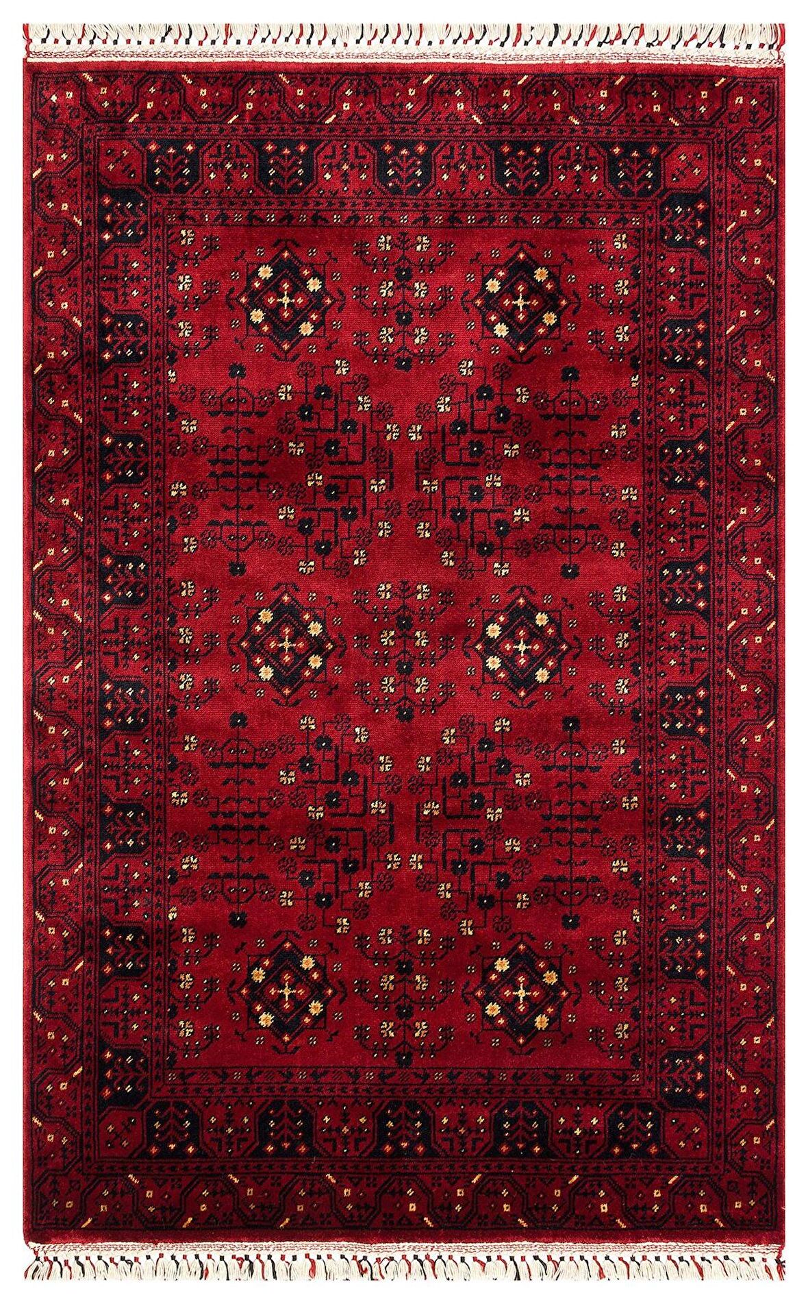 Eko Halı Nostalji 959 Red Afgan / Yağcıbedir Desenli El Emeği ile Özel Tezgahlarda Üretilen Tensel Uşak Halısı