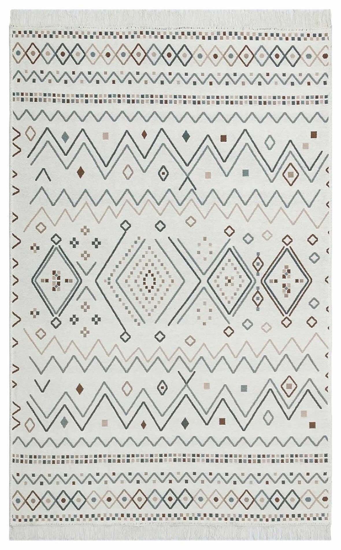 Eko Halı Arya Ar 05 Beıge Blue Yıkanabilir Çift Taraflı Modern Desenli Dokuma Kilim