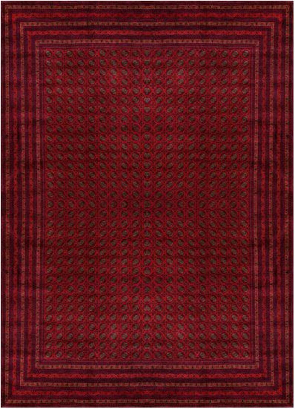 Çam Halı Gloria TD404 Bordo Afgan Desen Dokuma Saçaklı Kilim