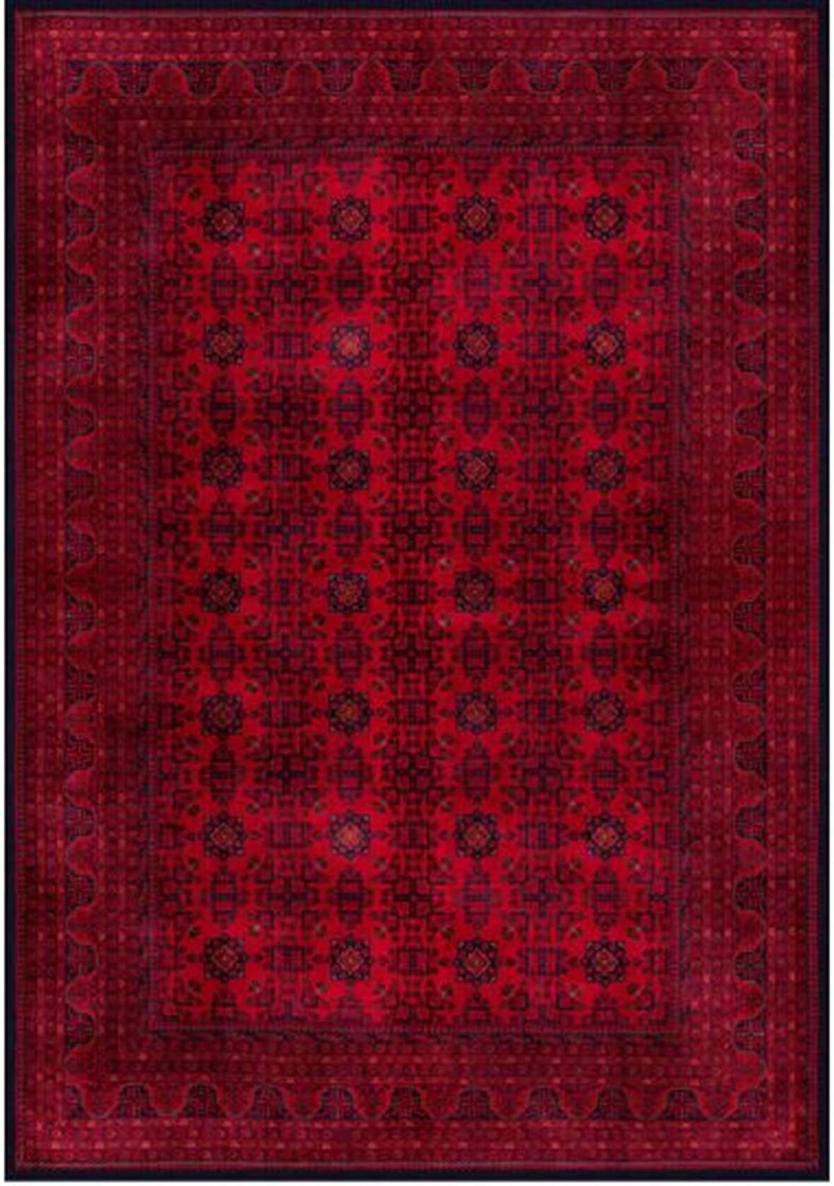 Çam Halı Gloria TD410 Bordo Afgan Desen Dokuma Saçaklı Kilim