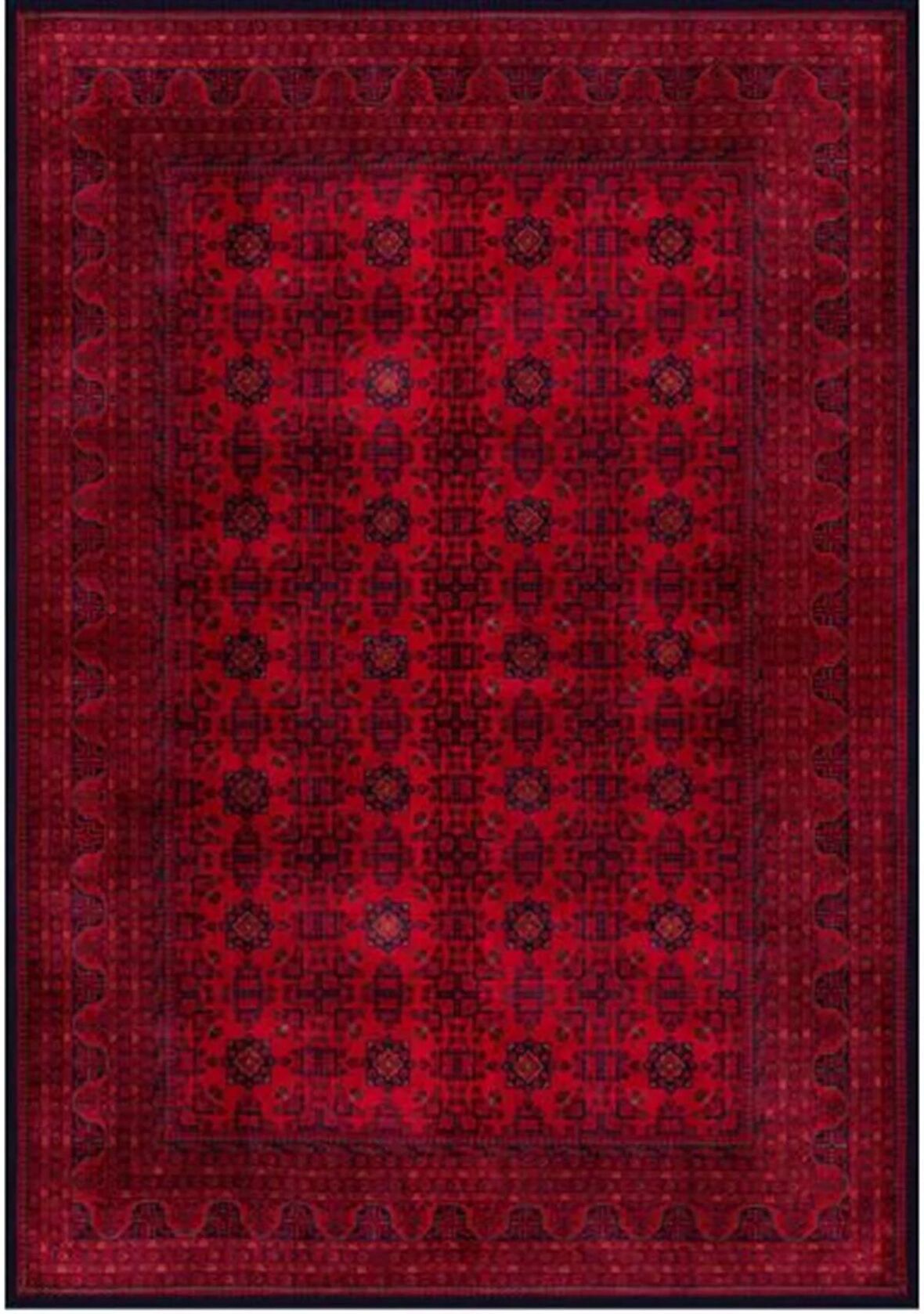 Çam Halı Gloria TD410 Bordo Afgan Desen Dokuma Saçaklı Kilim