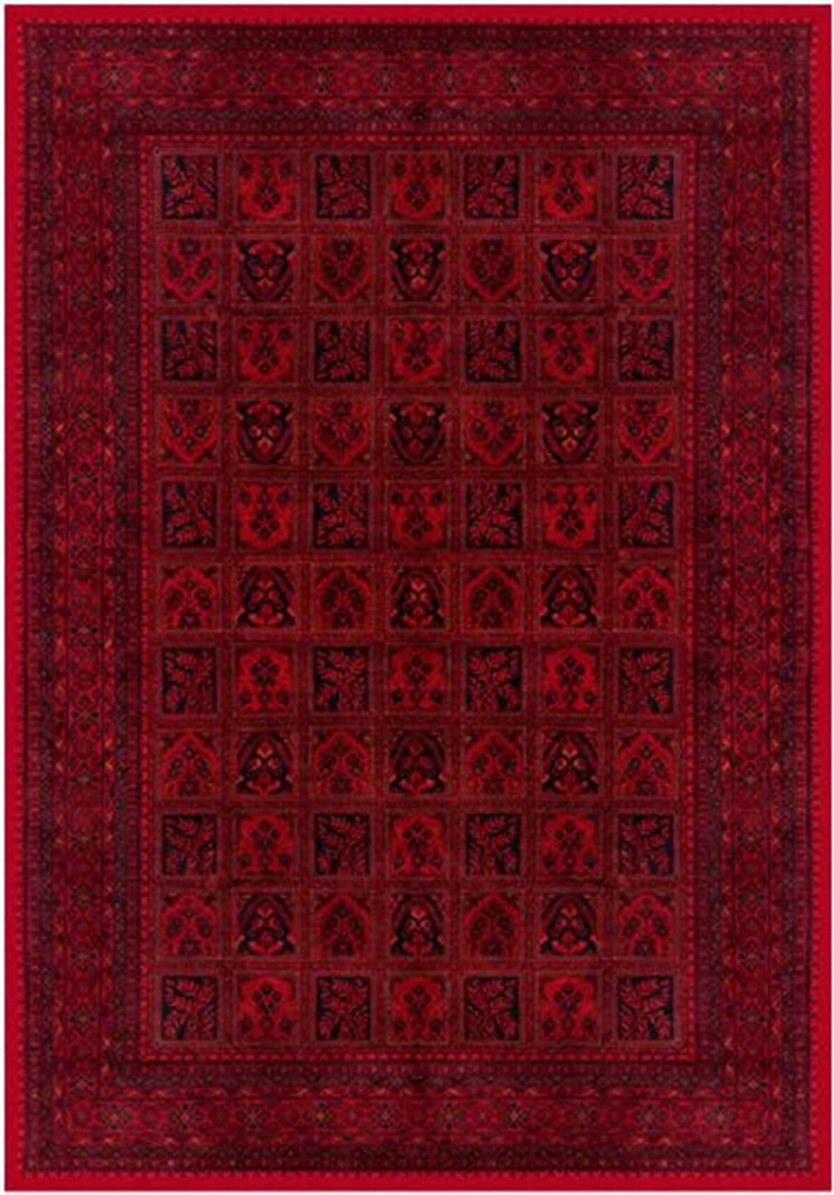 Çam Halı Gloria TD720 Bordo Afgan Desen Dokuma Saçaklı Kilim