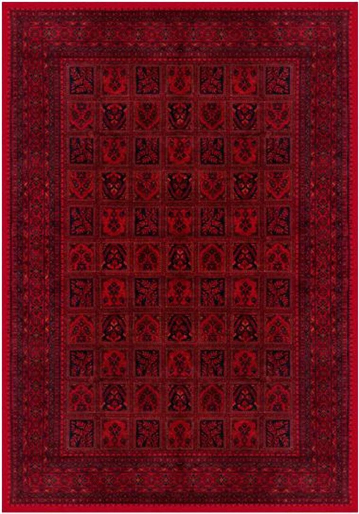 Çam Halı Gloria TD720 Bordo Afgan Desen Dokuma Saçaklı Kilim