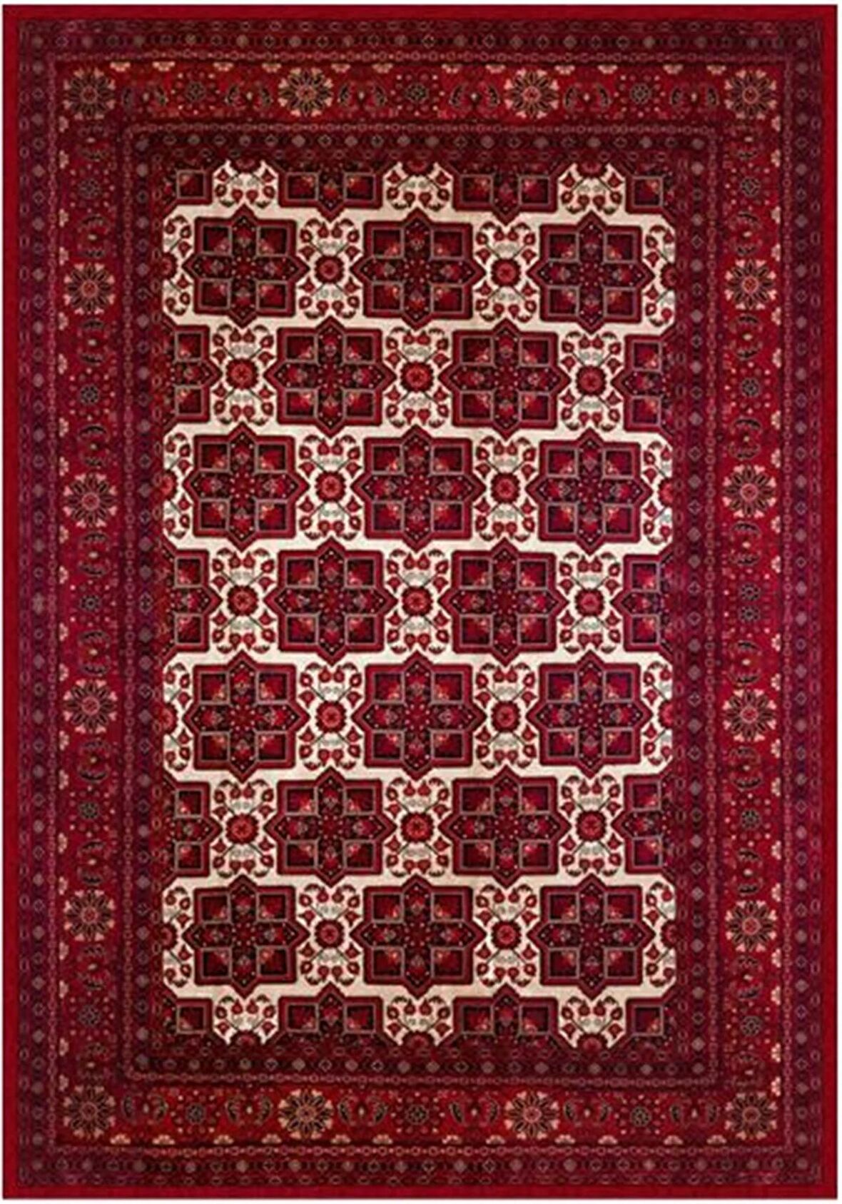 Çam Halı Gloria TD722 Bordo Afgan Desen Dokuma Saçaklı Kilim