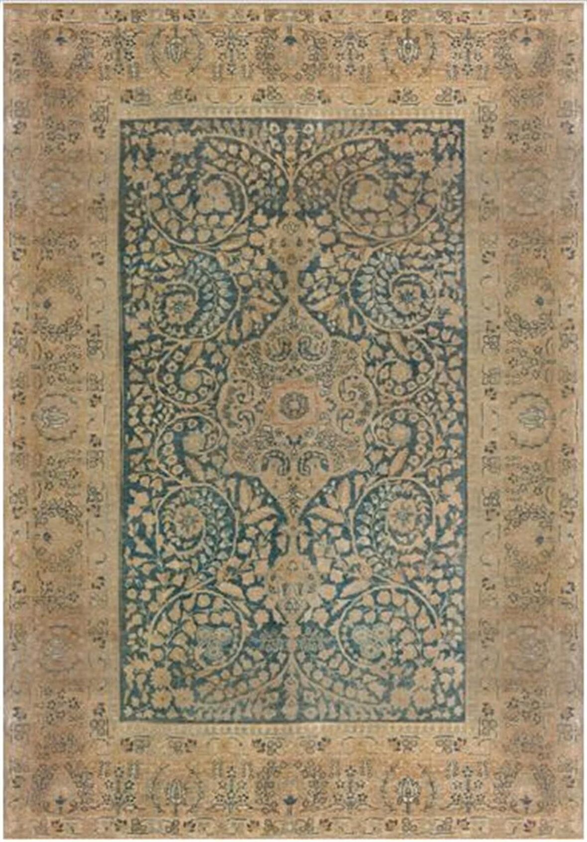 Çam Halı Gloria TD738 Mavi Klasik Desen Dokuma Saçaklı Kilim