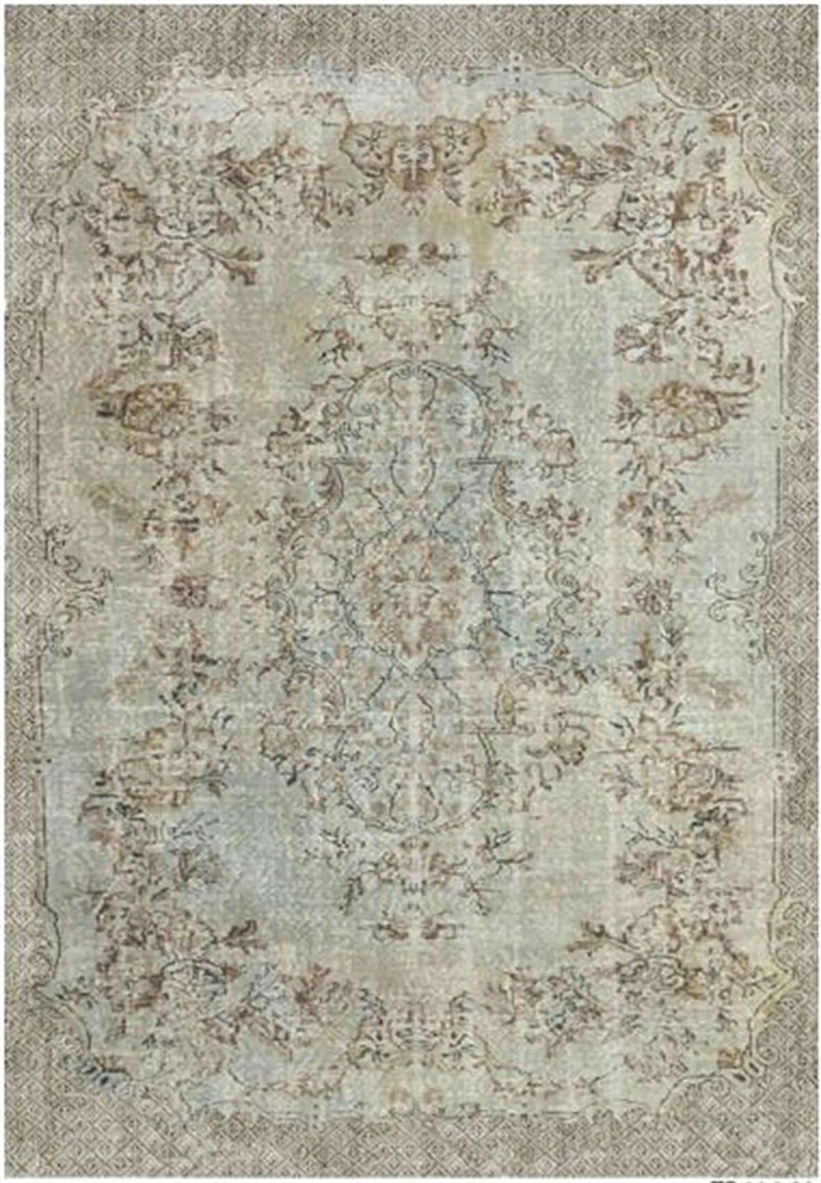 Çam Halı Gloria TD116 Bej Vintage Eskitme Desen Dokuma Saçaklı Kilim