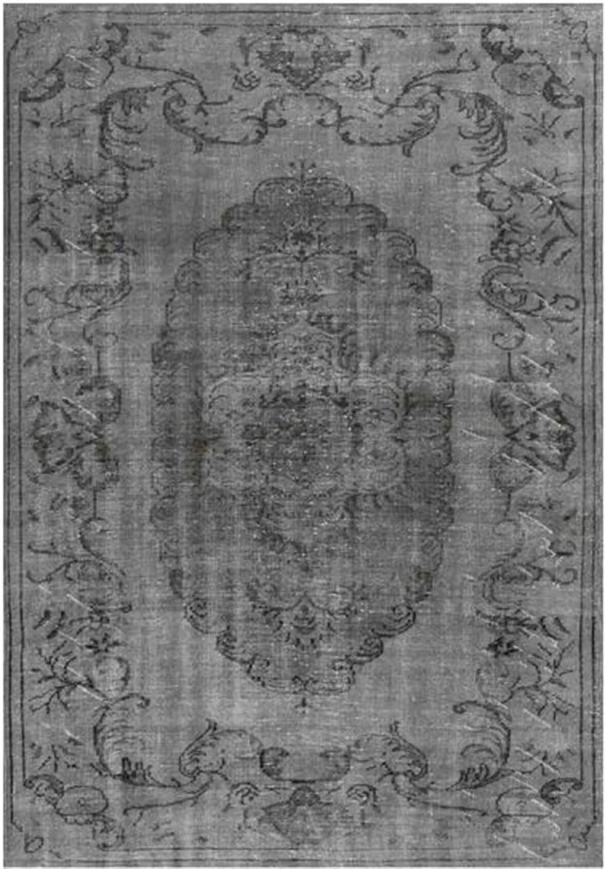 Çam Halı Gloria TD131 Gri Vintage Eskitme Desen Dokuma Saçaklı Kilim